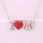 I Love You Silver Crystal Red Heart Basketball Ball Pendant Necklace Jewelry for Girlfriend