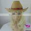 Khaki Cowboy Hat Setting Cap With Red Ribbon