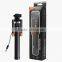 Wired monopod selfie stick headphone cable control With Mirror for Samsung iPhone