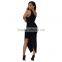 Bonvatt Shoulder Big Zipper Dress Bandage Dress Skirt Nightclub Skirt for Women