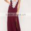 High quality women sexy spaghetti strap deed v neck crochet maxi evening dress