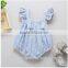 Newborn Infant Boutique Clothes Flutter Sleeve Seersucker Stripe Bubble Thailand Wholesale Toddler Clothing Romper