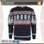 crew neck long sleeve snowflake jacquard christmas sweater for men