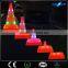 Fluorescent orange collapsible RGB LED light traffic cone