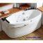 Oval shape massage bathtub with wooden deck