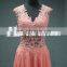 Real Sample Lace Appliqued Cap Sleeve Chiffon Long Bridesmaid Dress For Wholesale