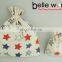 Customized size stars printing gift fabric drawstring jute bag