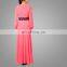 Famous Lace Red Muslim Simple Abaya Daily Maxi Dress With Long Sleeves Dubai Arab Women Design