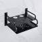 Black aluminum small double deck set top box shelf wall mounted router bracket