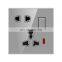Universal 5 pin Wall Socket 16A Organic Glass Panel 86*86mm Socketes and Switches Electrical