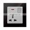 Universal 5 pin Wall Socket Gold/Red/Blcak Tempered Glass Panel 86*86mm Socketes and Switches Electrical 16A