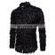 Wholesale customization Men's shirt Casual and comfortable Long sleeve Loose Single-breasted Three-dimensional feather shirt