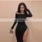 2021 autumn women's clothing wholesale new women's long-sleeved slim sexy tight dress side slit long skirt