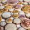 Flambed glazed penny round ceramic pebble mosaic tile