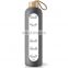 32 oz sports eco friendly motivational bamboo lid glass 1l water bottle with time marker to drink