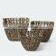 Durable Black Water Hyacinth Storage Basket Set Of 3 Natural Handwoven Wholesale Vietnam Manufacturer