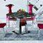 Fashionable circle marble top dining table with marble turnplate