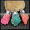 LFD-0035P ~ Wholesale Druzy Turquoise Slice Stone with Pearl Pave Rhinestone Charms Pendants For Necklace