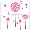 Hot sale XL pink dandelion wall decor for living room 60*90cm
