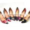 high heel new style oil painting women heels flower shoes a side empty special leather shoe