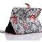 New flower grain wallet Leather Case with card holder for iPad