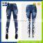 Stitching lace denim trousers pencil pants