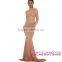 2016 custom Khaki Sheer Glitter Mock Neck Cut Out Back picture blue evening dresses