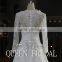 Newest Style V-neck Long Sleeve Transparent Back Appliqued Lace Sequined Muslim Wedding Gown Pictures                        
                                                Quality Choice