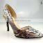 OP14 Rubber Sole and Snake Print PU Pointed Toe High Heel Women Pump Dress Shoes