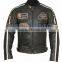 orange bikers leather jacket/ patches motorcycle leather jacket