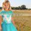 LBFG07 Aqua Blue Lace Appliqued Short Sleeve Ball Gown Flower Girl Dresses 2016 Full Length Long Tulle Kids Bridesmaid Dresses