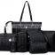 Woven pvc material handbag 6pcs in 1 set style champagne lady's handbag womens