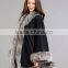 Original Design Long Pushmina Poncho With Silver Fox Fur Trim Ladies Fur Cashmere Shawl/Cape