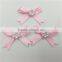 100% Polyester Material Woven Pink Ribbon Bow with Pearl