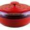 Blue and red cast iron casserole water pot
