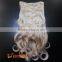 Body wave curly blonde synthetic hair extensions , clip in hair extensions