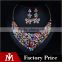 Luxury women butterfly diamond jewelry set crystal flower necklace and ear pandant drop earrings