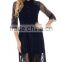 Women's Sexy 3/4 Sleeves Floral Lace Elegent Evening Party Long Dress
