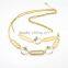 Trendy stainless steel double layer big crystal gold chunky necklace