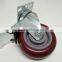 JY-403|Stem swivel caster with brake|Red medium duty industrial wheel|Mute universal rubber truckle