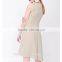 Nude women sleeveless dress with V-collar party formal dress