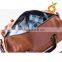 Business trip fashion man carry brown color leather duffel set weekend travel bag