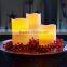 Flameless Wax Candles yellow flicking paraffin candles with remote control set of 3 led real wax candles for home deocoration