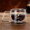 Double Wall Insulated Espresso Mug With Handle-Crystal Clear Cup For Tea, Coffee, Milk or Cold Drinks- Heat Resistant 10 oz