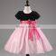 MGOO New Arrival Cheap Price Orangza Red Flowers Girl Dress Bow Shinning Baby Dancing Dress MGT027-2