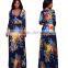 Ebay Hot Selling Cheap Women Contrast Color Chiffon Long Maxi Dress