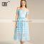 Crochet chemical lace trim sweetheart neck off shoulder midi party dress