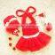 Lace Bowknot Bikini Style Siamese Dress Baby Swimsuit with Hat