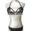 Black Eyelash Lace Sheer Cage Strappy Bra Lingerie For Women