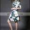 Half sleeve women printed shirt dress with pleat waist, hot selling spring dress